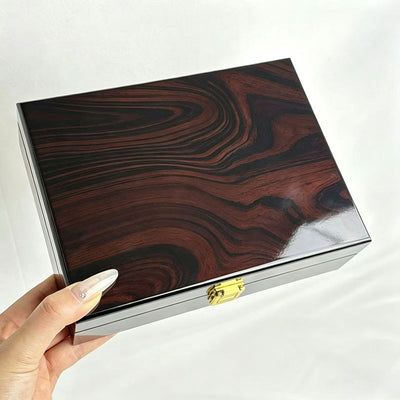 Boîte à bijoux classique en bois avec serrure – coffret de rangement haut de gamme