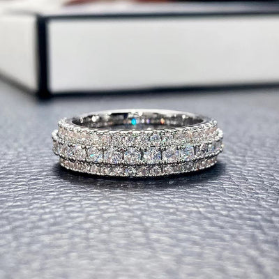 Sanjie, nouvelle bague simple transfrontalière à trois rangs de diamants, bijou mode, bague de princesse pour mariée, bijoux femme