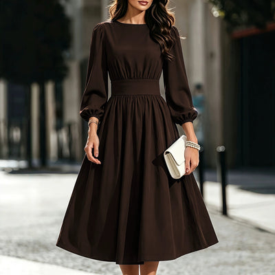 Robe femme automne-hiver col rond manches longues