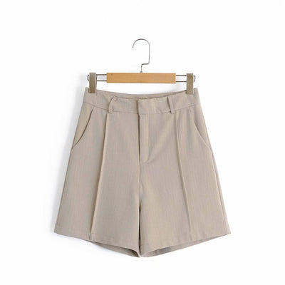 TRAF  Short chic avec poches pour femme, vintage, taille haute, pantalon court