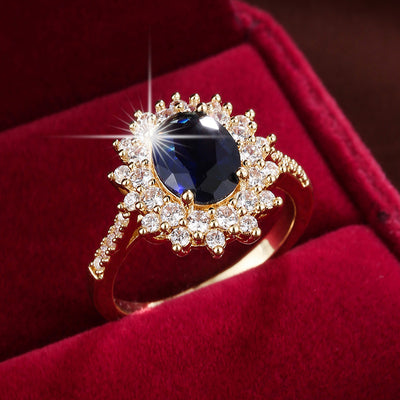 Bagues incrustées de finition raffinée, best-seller transfrontalier européen et américain, bagues tendance en diamant bleu style luxe accessible, produits haut de gamme de niche, vente directe du fabricant