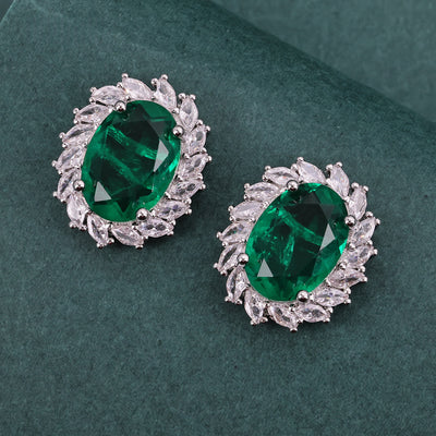 Collier et boucles d'oreilles originaux à pierres colorées émeraude pour femme