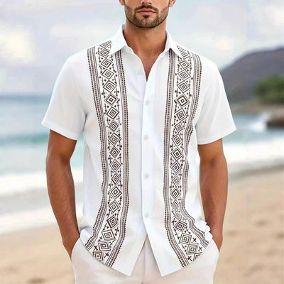 Chemise homme style hawaïen à manches courtes rayée, import, extensible dans 4 directions, imprimée, grande taille, chemise d'été décontractée à manches courtes