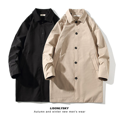 Trench-coat mi-long à col à revers, vêtement d'extérieur décontracté