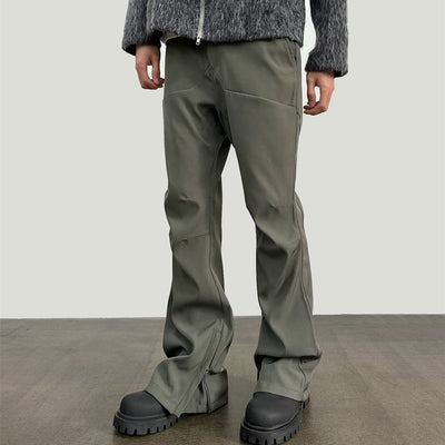 Men's Pleated Three-dimensional Splicing Micro-trumpet Dress Pants