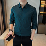 Men's Business Long Sleeve Solid Collar Shirt