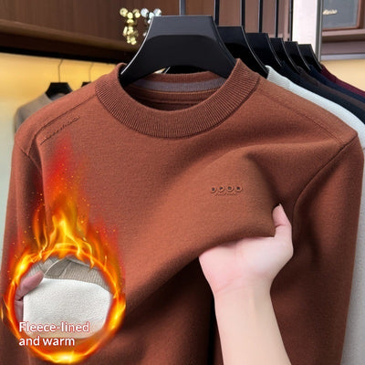 Pull homme épais à manches longues doublé polaire anti-boulochage