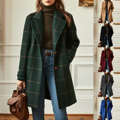 Manteau mi-long élégant à revers pour femme
