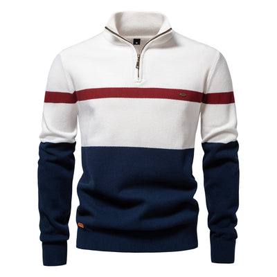 Nouveau pull homme automne-hiver 2026 tailles européennes transfrontalier, col, demi-zip, couleurs assorties, vêtement homme export de qualité