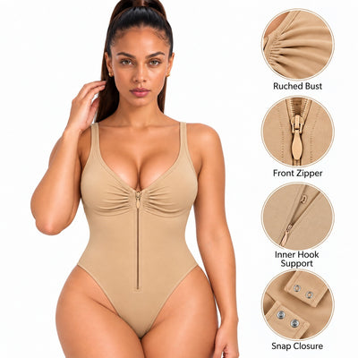Body dos nu zippé effet push-up fesses à bretelles triangulaires