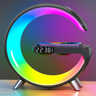 Nouvelle lampe LED intelligente en forme de G, enceinte Bluetooth, chargeur sans fil, lampe d'ambiance contrôlée par application pour décoration de chambre et maison