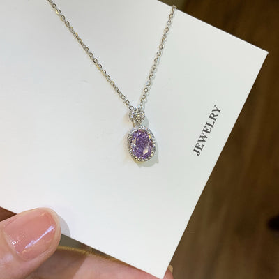 Collier œuf de pigeon violet scintillant, charme violet, nouveau modèle 2026, luxe abordable, design de niche raffiné, chaîne ras du cou personnalisable