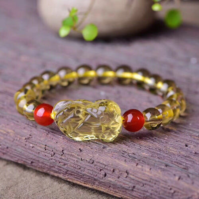 Bracelet de perles Pixiu en citrine naturelle