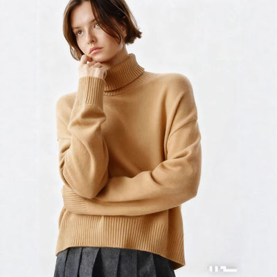 Pull col roulé en maille, coupe ample