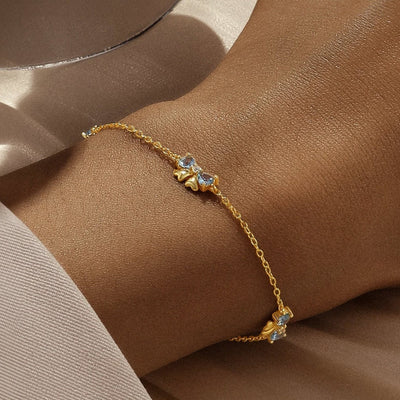 Bracelet nœud serti de zircons bleus tendance pour femme