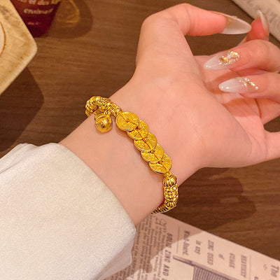 Bracelet calebasse enveloppée de pièces de style chinois