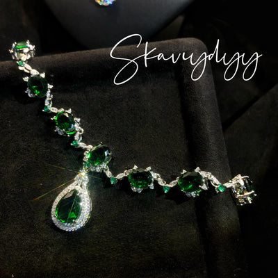 Parure luxueuse rubis sang de pigeon et émeraude vue en live Douyin, collier de soirée chic pour femme, collier de fiançailles et de mariée