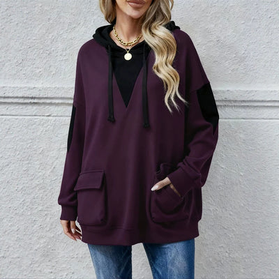 Sweat-shirt à capuche mi-long ample pour femme
