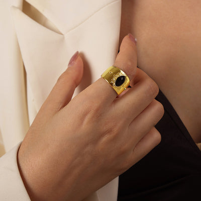 Women's Irregular Geometric Texture Concave Convex Ring