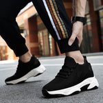 Tie-up Height-Increasing Shoes for Men, Breathable Mesh Casual Dad Shoes