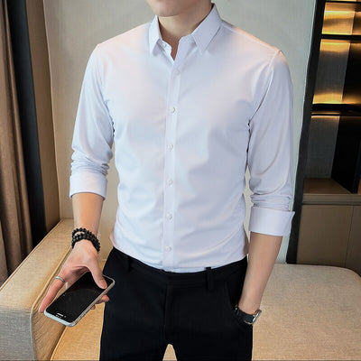 Chemise homme business à manches longues et col uni