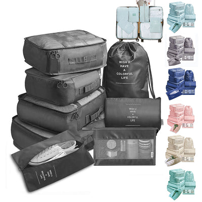 Lot de 8 sacs de rangement pour valise, organiseurs de voyage pour vêtements, sous-vêtements et chaussures, cubes de rangement