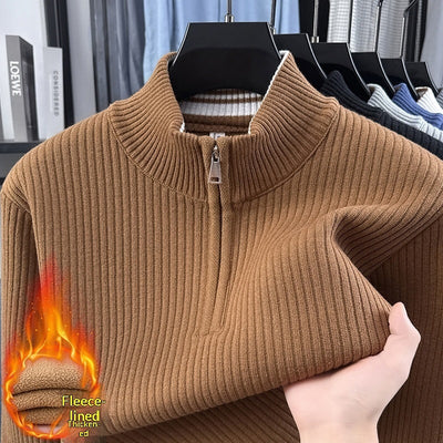 Pull homme épais demi-zip, nouvelle maille d'hiver
