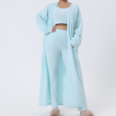 Ensemble pyjama douillet, ensemble d'intérieur 3 pièces, tenue d'intérieur mignonne, ensembles chauds, ensemble assorti, ensemble détente, ensembles pantalon 3 pièces, tenue d'hiver femme