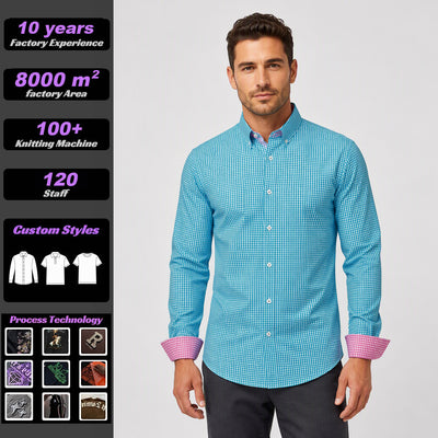 C360 Chemise homme à carreaux imprimée numériquement, manches longues, col à revers, extensible dans 4 directions, infroissable, haute tenue des couleurs, décontractée, automne