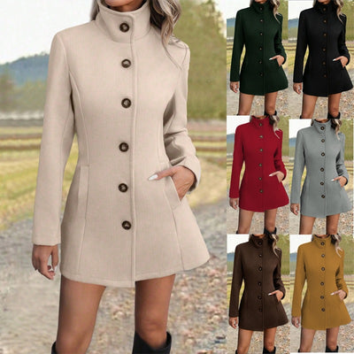Manteau en laine col montant décontracté et tendance pour femme, nouveauté automne-hiver 2026, style européen et américain, Amazon import