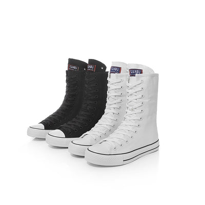 Chaussures en toile à lacets avant et zip latéral, baskets pour femme