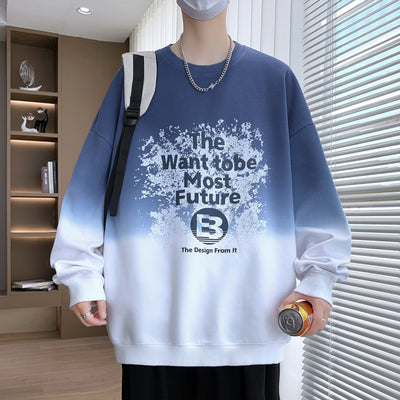 Sweat-shirt tendance col rond à manches longues en dégradé