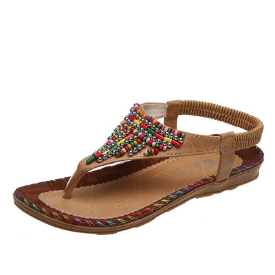 Sandales plates pour femme  style féerique, tongs confortables à strass