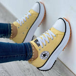 Chaussures de sport décontractées en toile à lacets plates pour femmes