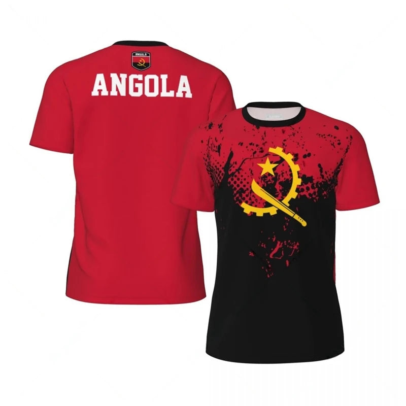 Maillot Drapeau Angola Été Mode Manches Courtes Homme Décontracté Séchage Rapide