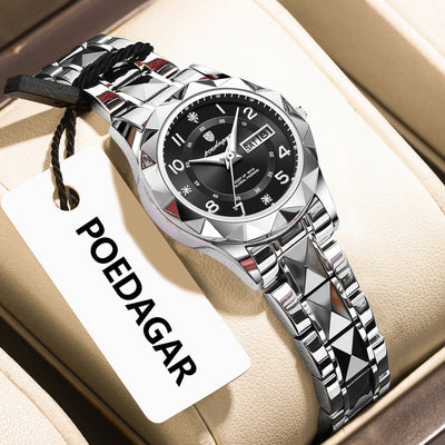 Montre femme étanche lumineuse à double calendrier