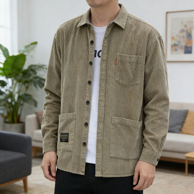 Chemise homme en velours côtelé pour l'automne et l'hiver