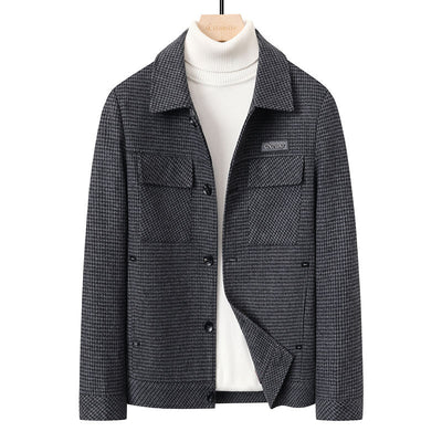 Veste minimaliste pied-de-poule à col à revers, automne