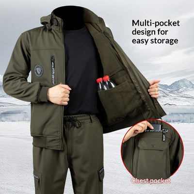 Ensemble veste chaude et imperméable doublée polaire