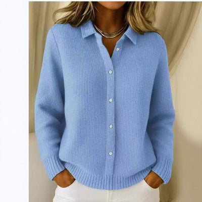 Gilet cardigan en maille à revers et boutons, nouveauté automne-hiver 2025 style européen et américain import, couleur unie, mode décontractée pour femme