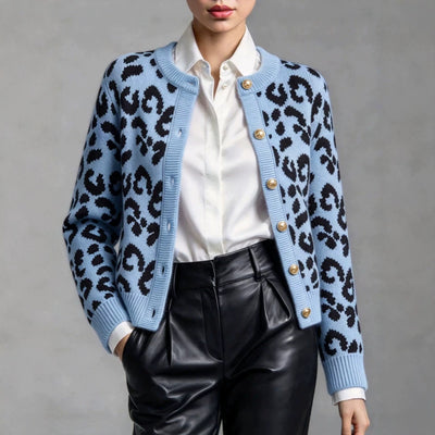 Gilet en maille jacquard imprimé léopard pour femme