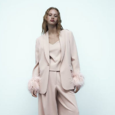 Straight Suit Coat Plus Wide Leg Pants Suit