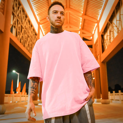 Men's Cotton Short Sleeve Plus-sized Solid Color Loose T-shirt