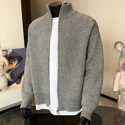 Pull en maille style luxe, gilet manteau col montant d'inspiration américaine