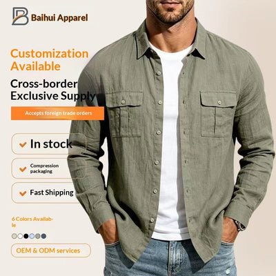 Chemise de travail décontractée respirante à manches longues pour homme