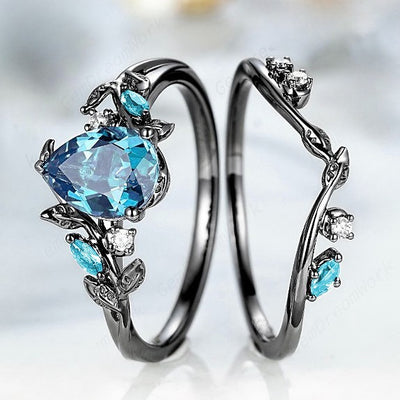 Sanjie, bague européenne et américaine en gros, bague topaze bleue naturelle, bijou mode transfrontalier serti d'un diamant en forme de goutte d'eau