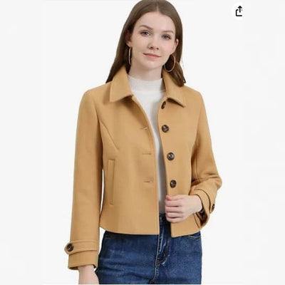 Manteau court en laine pour femme style européen et américain
