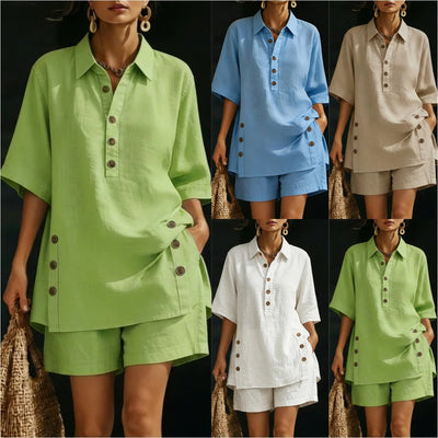 Ensemble chemise manches courtes et pantalon ample