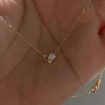 Collier cœur à zircons scintillants style français luxe abordable pour femme