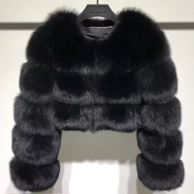 Veste en fausse fourrure de renard, manteau court duveteux